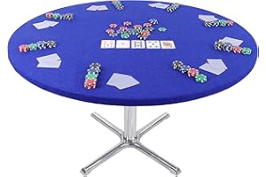 Jigitz Round Game Table Cover Fitted Table Cloth - 36in to 48in Elastic Fit Felt Poker Table Cover Protector