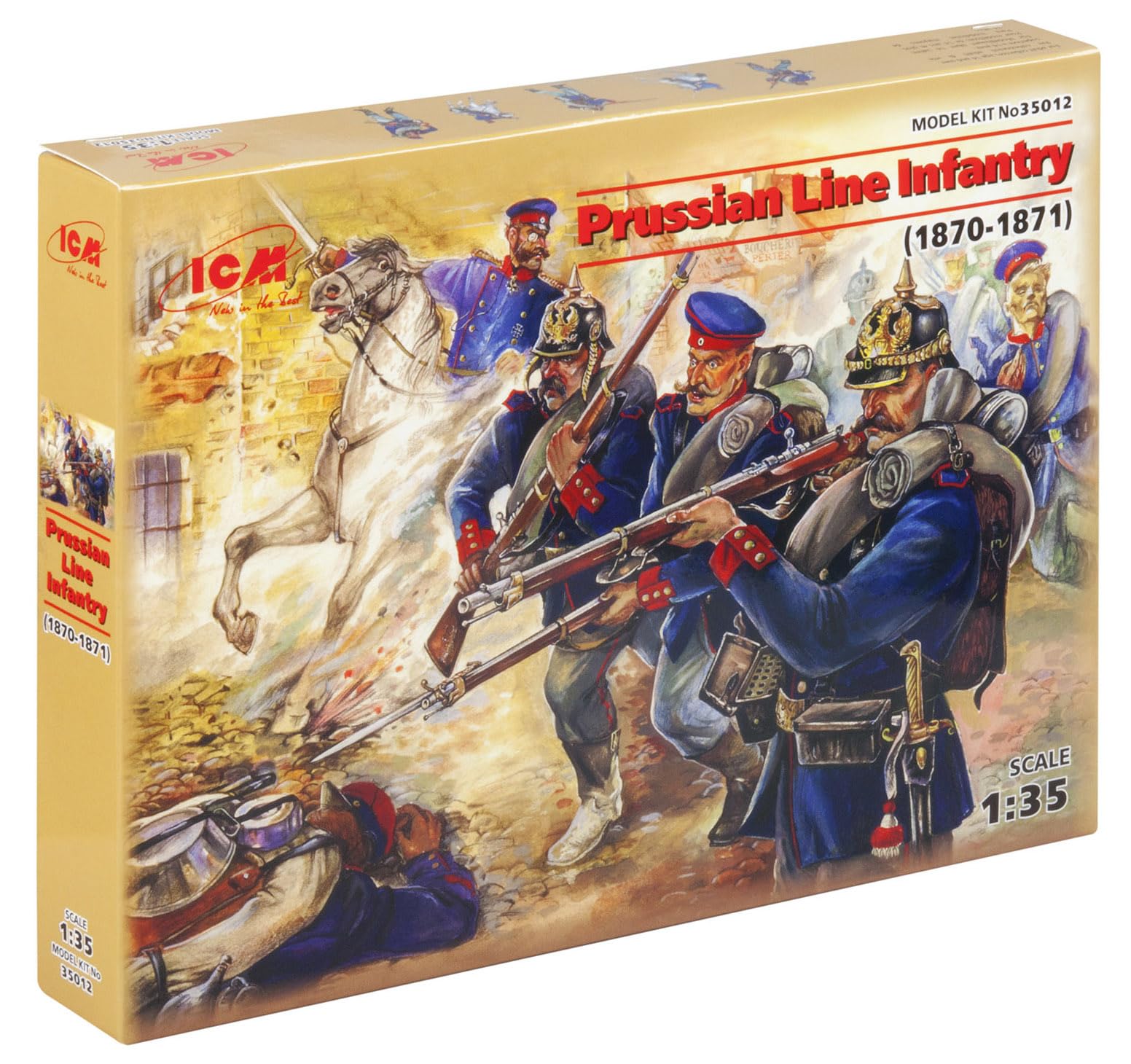 ICM ICM35012 1:35-Prussian Line Infantry (1870-1871) 4 Figs, 14 x 14 x 52 millimetres