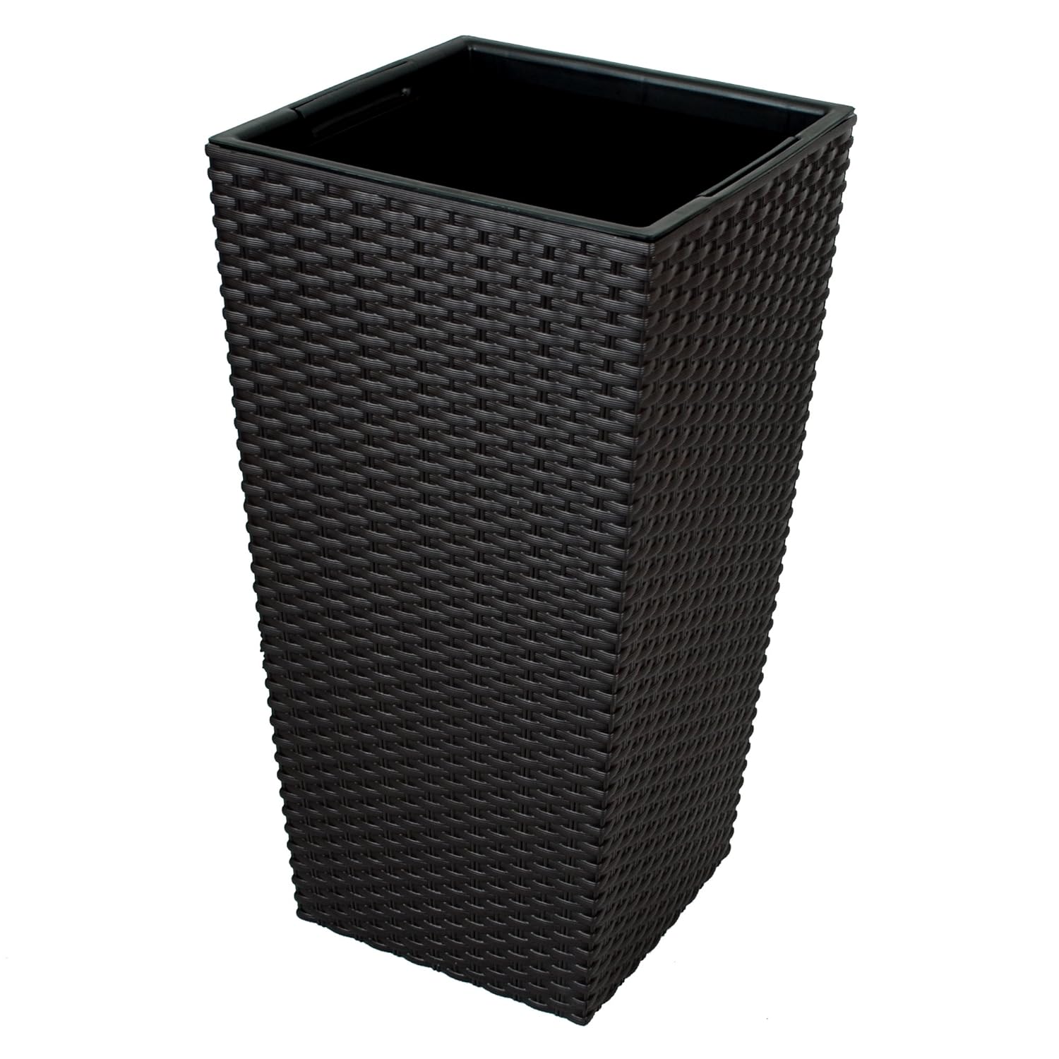CrazyGadget Large Rattan Tall Planter Square Plastic Garden Indoor