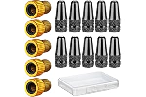 HangYu 5Pcs Presta Valve Adaptors 10Pcs Valve Caps Convert Presta to Schrader Adapter for Bike Tire Bike Dust Caps Brass Valv
