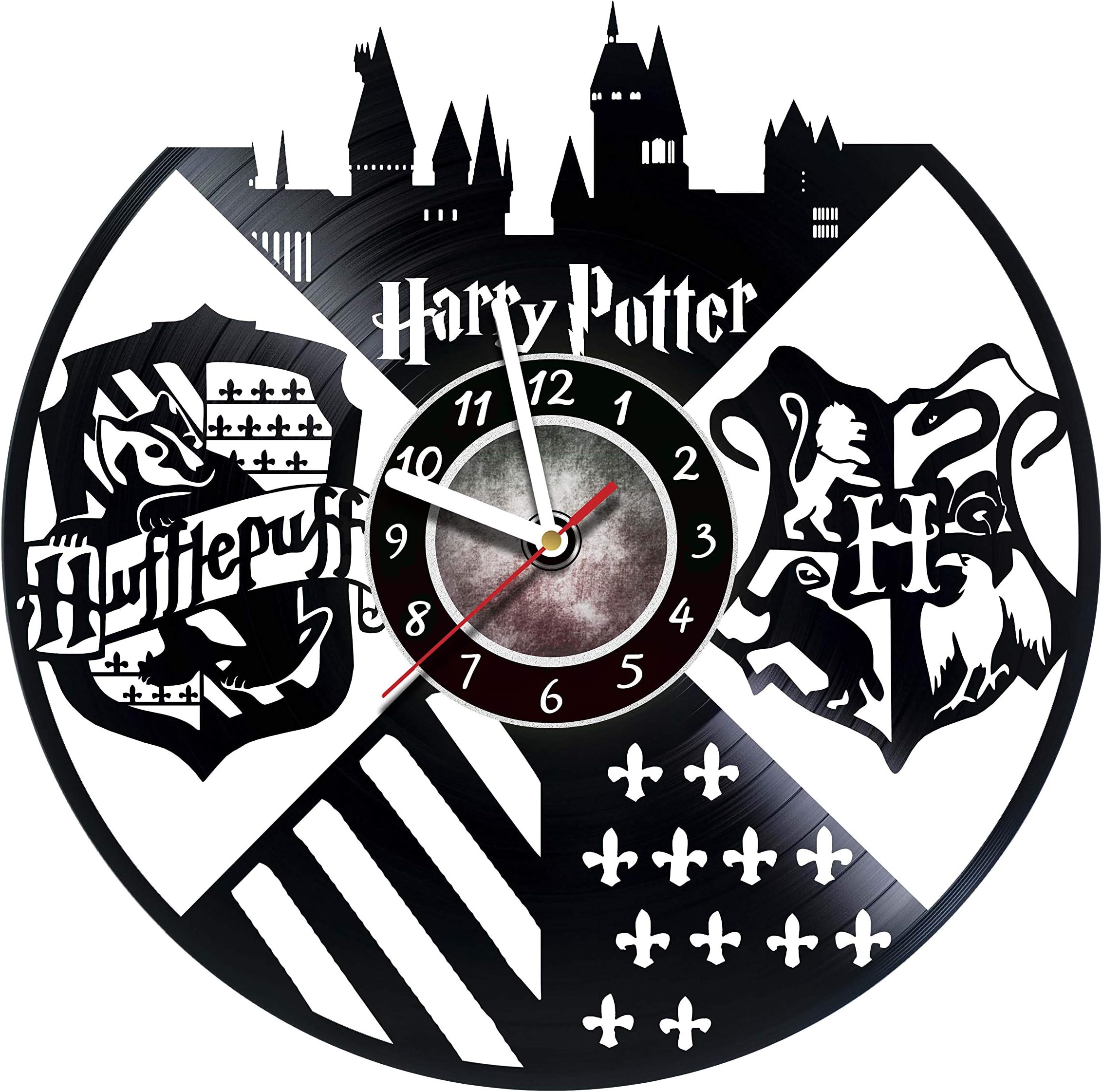 Wall Clock Compatible with Harry Potter Hufflepuff - Hogwarts - Vinyl Record Wall Clock - Stuff - Kids Room Wall Decor - Clock for Boys and Girls, Teens, Friends - Unique Art Design