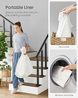 SONGMICS 160 L Laundry Basket with Lid 3-Compartment Rattan Natural LCB365N01 view 5