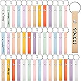 Wavyknot PU Leather Keychain Blanks Bulk Laser Engraving Blanks Keychain Kit with Key Rings for DIY Key Chains Craft