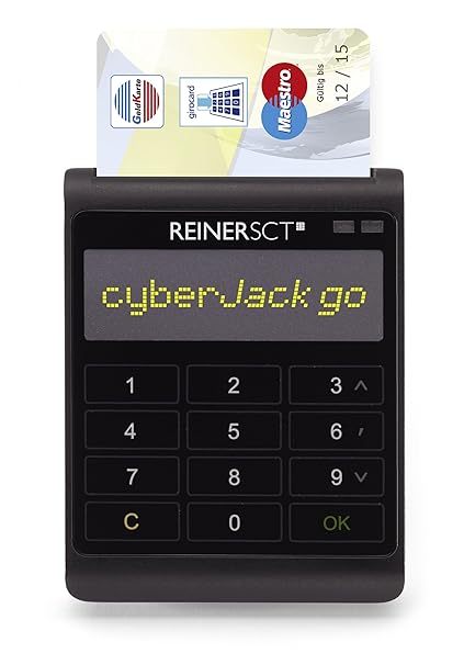 REINERSCT cyberJack go Innovativer Chipkartenleser mit Massenspeicher OLED Display Soft TouchTastatur Sichere PIN Eingabe