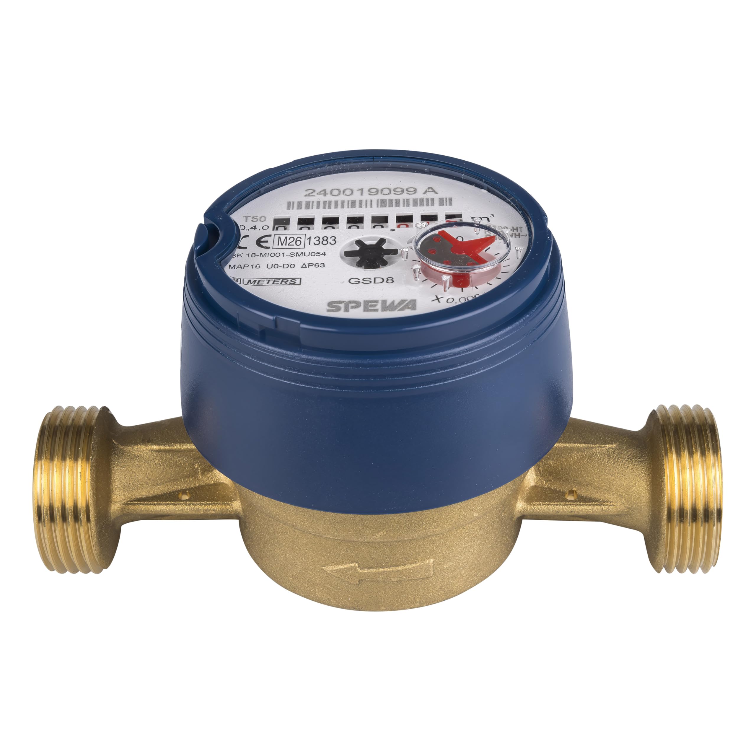 SPEWA Water Meter 1 Inch AG (33 mm) / QN 2.5 Cold Water / Bl. 130 mm / Water Clock Calibrated 2026 / Best Measuring Accuracy Calibration Recognizable in the Seal "CE M26 1383" / M26 = 2026