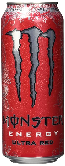 Monster Energy Ultra Red mit rotem Früchte-Mix - Zero Zucker & Zero Kalorien, Energy Drink Palette, EINWEG Dose (24 x 500 ml)