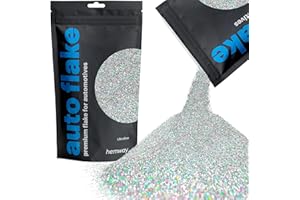 Hemway Auto Metal Flake Premium Glitter Paint Additive for Cars, Bikes, Automotives, Spray Painting, Epoxy Resin & DIY 100g / 3.5oz - Ultrafine (1/128" 0.008" 0.2mm) - Silver Holographic