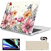Mektron for 2025 M4 MacBook Air 13.6 Inch A3240 Case Fits 2023 A2681 M2 2024 A3113 M3 Chip with Liquid Retina Display Touch ID, Printed Plastic Hard Shell Cover for MacBook Air 13.6", Colorful Floral