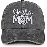 InnoBeta Yorkie Gifts Cap for Women - Adjustable Vintage Washed Cotton Embroidered Hat - Dog Mom Gift for National Yorkie Day - Grey