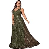 Plus Size Sleeveless Glitter Sequined Womens Long Formal Gown Aline Wedding Guest Dress Floor Length Evening Dresses