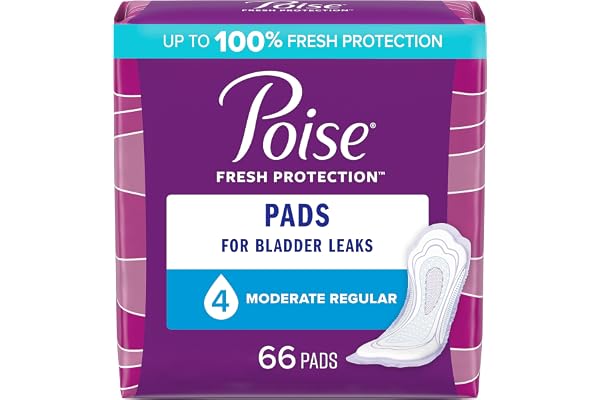 Poise Incontinence Pads & Postpartum Incontinence Pads, 4 Drop Moderate Absorbency, Regular Length, 66 Count