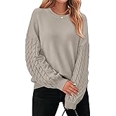 PRETTYGARDEN Womens Fall Sweaters 2025 Cable Knit Long Sleeve Crewneck Casual Chunky Pullover Oversized Sweater Outfits