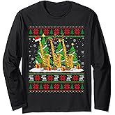 Lights Xmas Sweater Style Ugly Santa Saxophone Christmas Long Sleeve T-Shirt