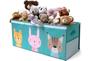 SoftOwl Extra Large Toy Storage Organizer with Lid - Sturdy, Collapsible Toy Chest Storage Box with Cute Design - Toys Bin with Dividers for Kids, Boys, Girls, Nursery, Bedroom, Play room 37"x16"x14"