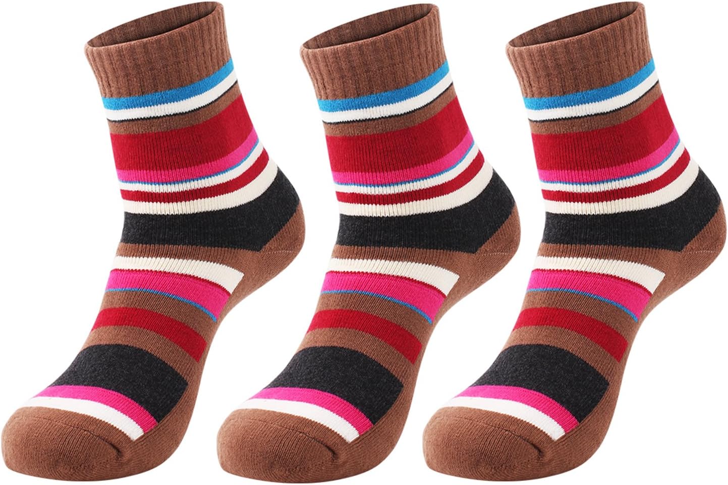 3 Pairs Women Walking Hiking Socks - No Blister, Breathable, Warm, Moisture Wicking, Full Terry Cushion Inside - for Outdoor Sports Running Trekking Cycling Camping Golf Gym-Ladies UK Size 3-7, Coffee