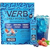 Verb Daily Hydrate Sugar Free Electrolyte Drink Mix - Berry Breeze, Zero Sugar Instant Hydration Packets for Daily Use, Essential Electrolytes Powder for Rehydration, Dehydration Relief, 16 Pack