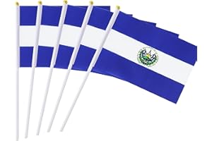 KIND GIRL Hand Held El Salvador Flag Salvadoran Flag Stick Flag Mini Flag 50 Pack Round Top National Country Flags, Party Decorations Supplies For Parades,World Cup,Sports Events,International Festival