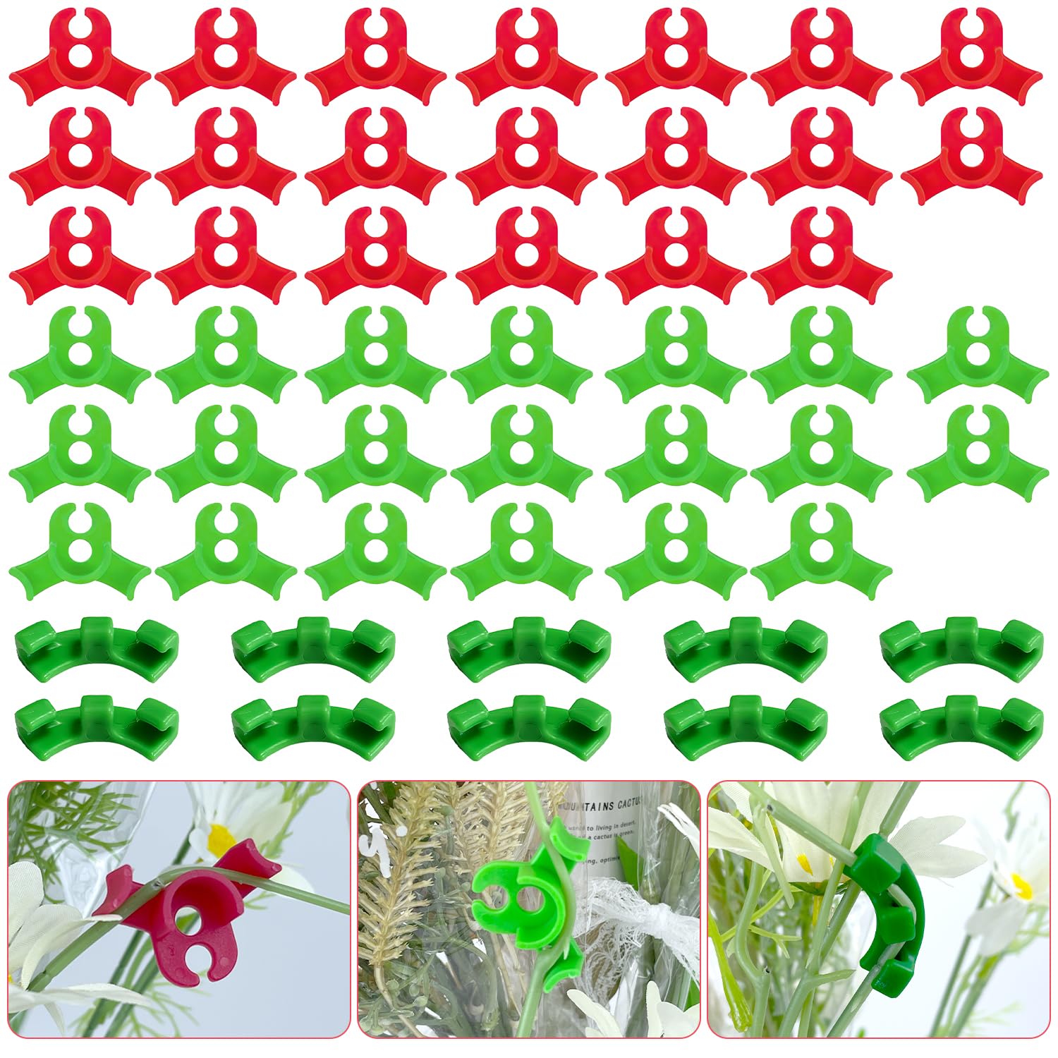 SUBTAVIK 50 Pcs Plant Bender, 90 Degree Angle Plant Clips Plant Growth Bender Clips Plant Training Clips Plant Support Clips for Low Stress Training Plant Stem Support (Red+Green)