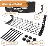 Stilemo Desk Cable Management Tray Under Desk No Drill Carbon Steel 4.5KG Black view 4