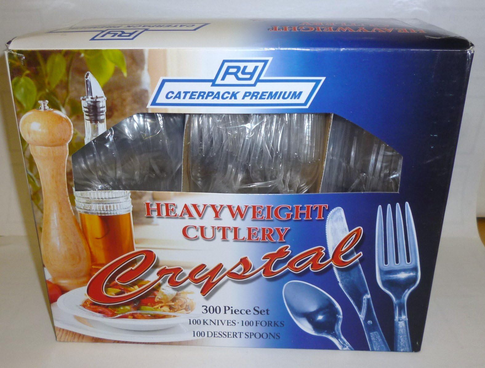 300 heavyweight cutlery set catering pack quality clear plastic in a box