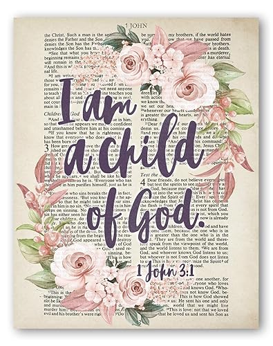 Amazon Com I Am A Child Of God 1 John 3 1 Wall Art Print Floral Bible Verse Page Gift For Christian Girls Women 8x10 Unframed Handmade