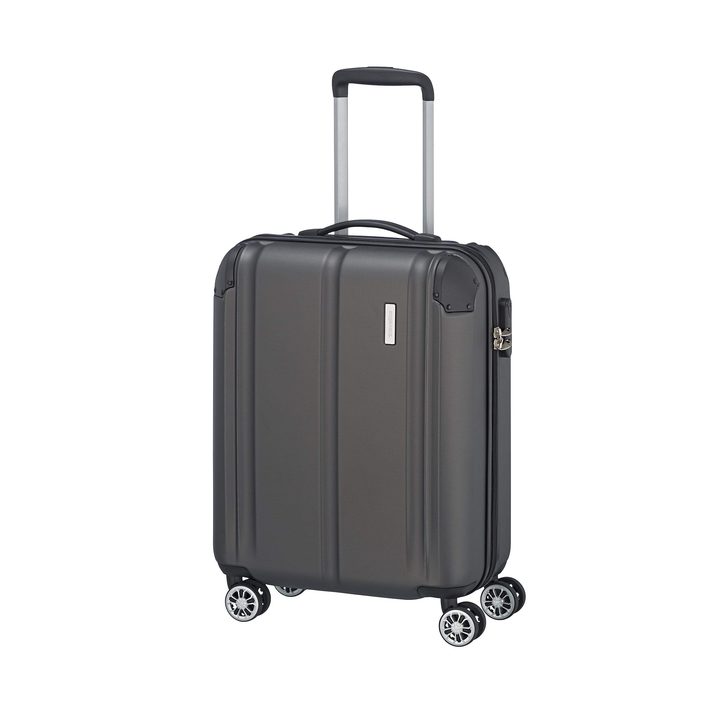 travelite board trolley hand luggage suitcase, lightweight, 4 wheels, CITY, hard shell suitcase small with scratch-resistant surface, 55 cm, 40 liters