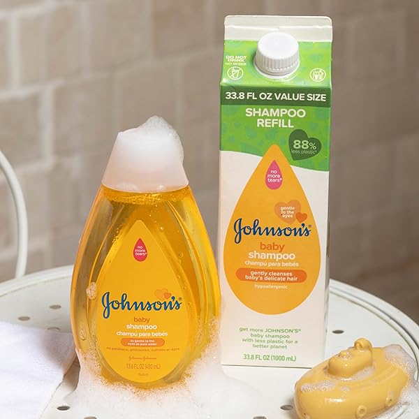 JOHNSON’S BABY SHAMPOO, HYPOALLERGENIC, NO MORE TEARS FOR BABY’S DELICATE SCALP & SKIN, GENTLY WASHES AWAY DIRT & GERMS, PARABEN-FREE, VALUE SIZE BABY SHAMPOO REFILL, 33.8 FL. OZ