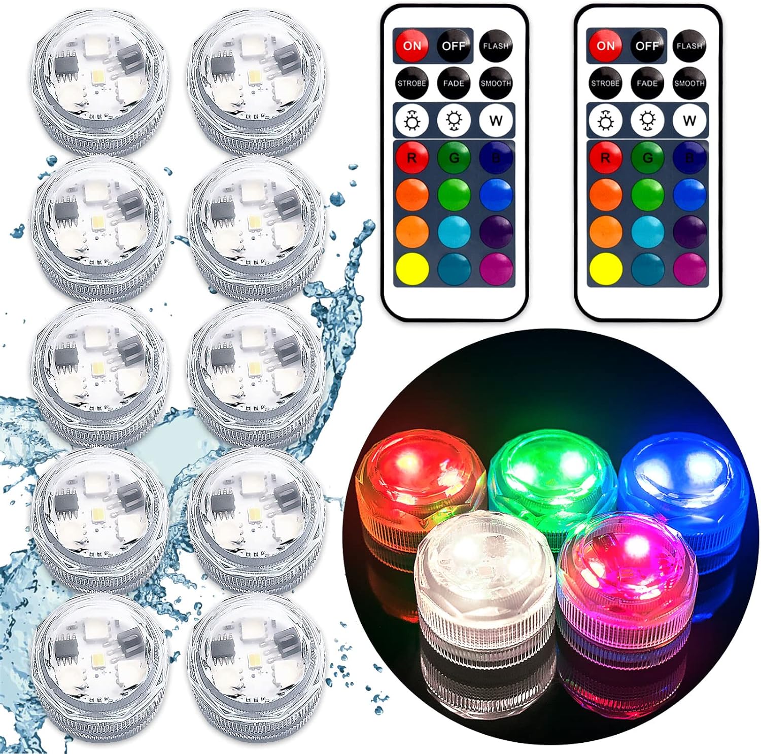 Lighting - Mini Submersible LED Lights, Waterproof LED Tea Lights Candle with Remote Battery Operated,RGB Color Changing for Vase Home Party Wedding Table Centerpieces