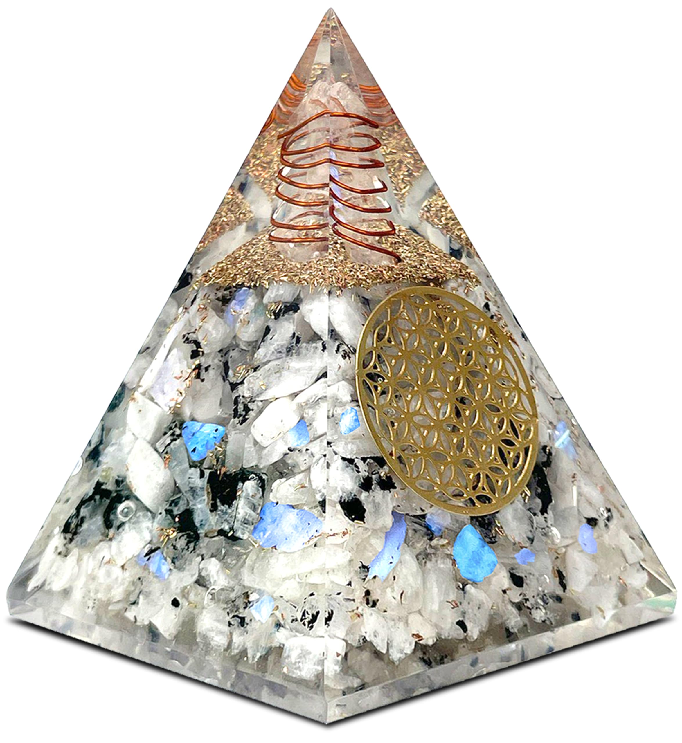 Rainbow Moonstone Orgone Pyramid – Handcrafted