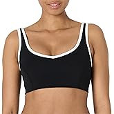 Amazon Essentials Women's Active FormFlex Buttery Soft Light Support V-Neck Sports Bra with Contrast Trim