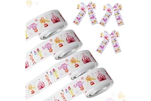 4 Rolls 20 Yards Carnival Circus Ribbons for Wreath Hair Bow Wrapping Gifts, Circus Theme DIY Crafts Grosgrain Ribbons for Ca