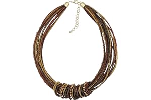 Bocar Chunky Statement Colorful Seed Beads Women Choker Collar Necklace