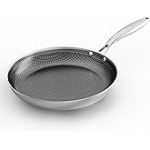 COOKING KING 10-Inch Stainless Steel Pan, Hybrid Nonstick Frying Pan, Skillet, 3-Ply Clad Cookware, Even Heat Distribution, Dishwasher & Oven Safe, with Stay-Cool Handle, Induction Compatible
