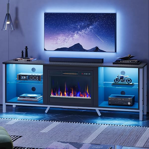 Amazon.com: Ameriwood Home Lumina Fireplace Stand for TVs, up to 70,  Graphite Gray : Home u0026 Kitchen