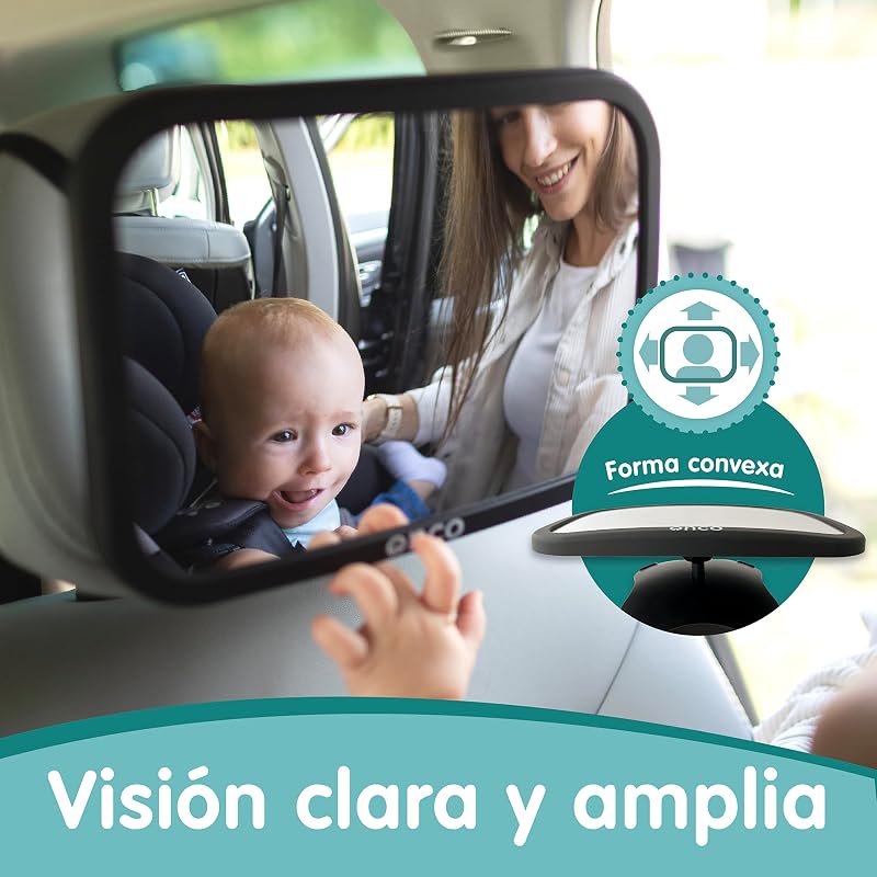 Onco Car Mirror Baby Rear Seat - 100% Shatterproof, Espelho retrovisor do carro do bebê, Universal Fit, espelhos retrovisores do carro, espelho do carro para ver o bebê, bebê recém-nascido