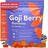 Reprise Goji Berry Superfood Gummies - All-Natural Antioxidant, Digestion, 240 mg Full-Potency, Low-Sugar, Vegan, 45 Blueberry Flavored Gummies