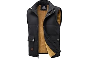 MAGCOMSEN Men's Winter Vest Outerwear Fleece Lined Outdoor Vest Warm Sleeveless Jacket