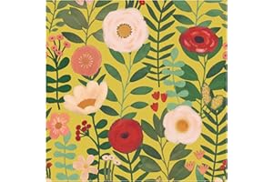 HAOKHOME Floral Peel and Stick Wallpaper Boho Wall Paper Removable for Bedroom Yellow/Pink/Red Contact Paper 17.3in x 32.8ft