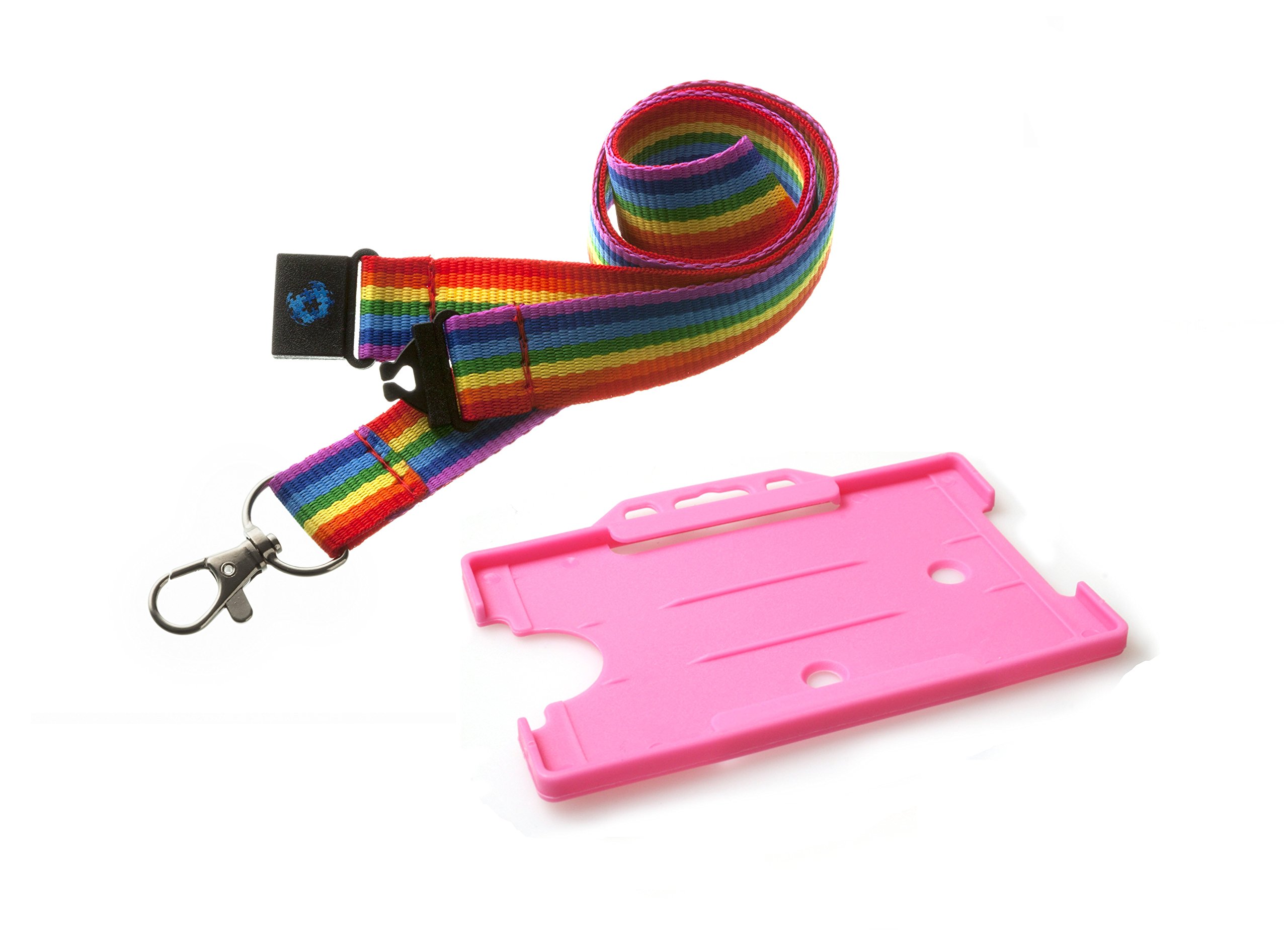 20mm Lanyard with Safety Break Away and Matching Single Card Holder (Rainbow)