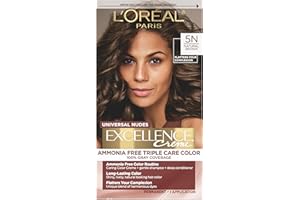 L'OREAL PARIS L’Oreal Paris Excellence Universal Nudes Permanent Hair Color, Ammonia Free Hair Dye for Gray Hair Coverage, 5N Natural Brown, 1 Hair Dye Kit