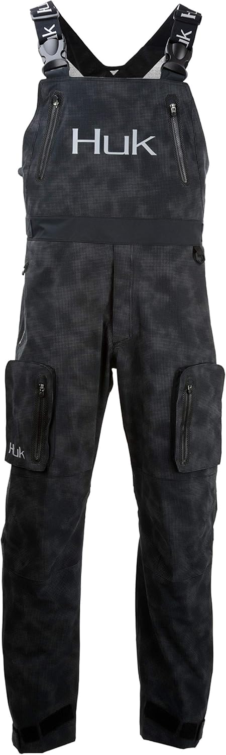 HUK Leviathan Men's Rain Bib- Black, Small: Clothing