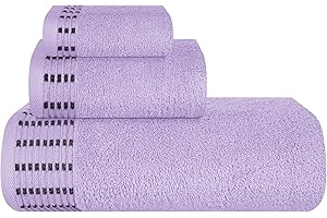 MALLONI HOME Ultra Soft 3 Pack Cotton Towel Set, Contains a Bath Towels 28x55 inch, a Hand Towels 16x24 inch & a Wash Coths 12x12 inch, Ideal Everyday use, Compact & Lightweight - Purple