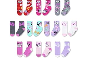 DISNEY Minnie Mouse Infant Toddler Socks - 10 Pack with Grippers for Ages 6-36 Months