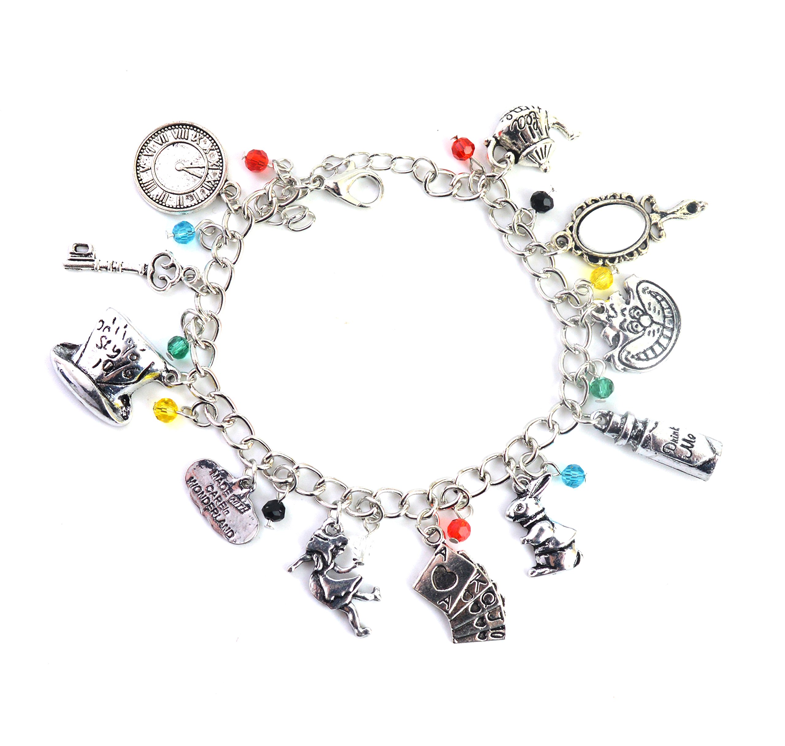 Beaux Bijoux Alice in Wonderland Charm Bracelet - Jewellery for Girls with Gift Box