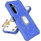 Compatible with Saga 2 Solana Mobile Seeker Case [with Tempered Glass Screen Protector][Mirror Ring][Glitter Powder] for Saga 2 Solana Mobile Seeker Leather Phone Case