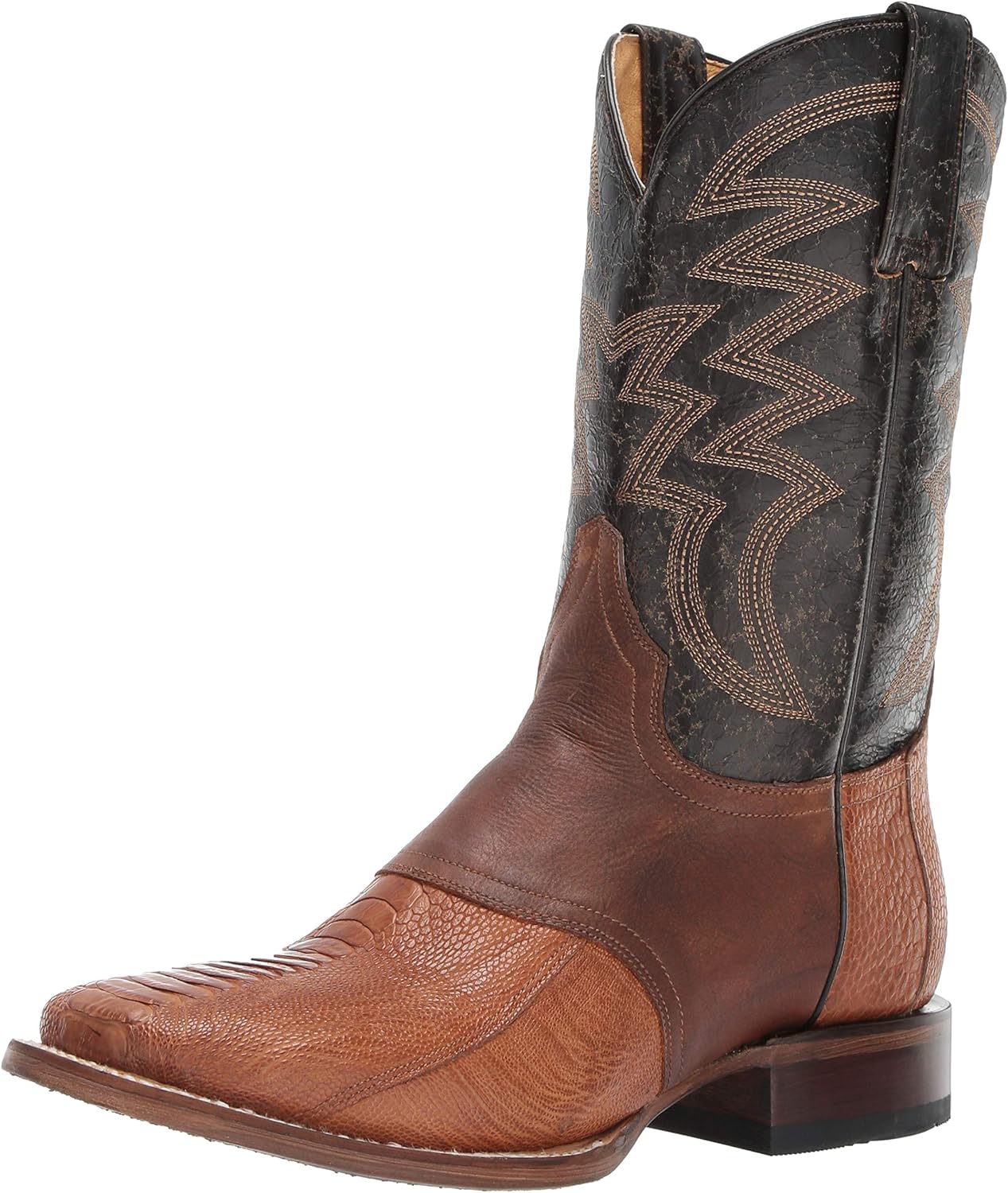 ROPER Mens Deadwood Ostrich Skin Boot Square Toe Western Shoes