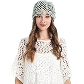 DLAPL Women Summer Crochet Slouchy Paper Beanie Hat Handmade Skull Cap