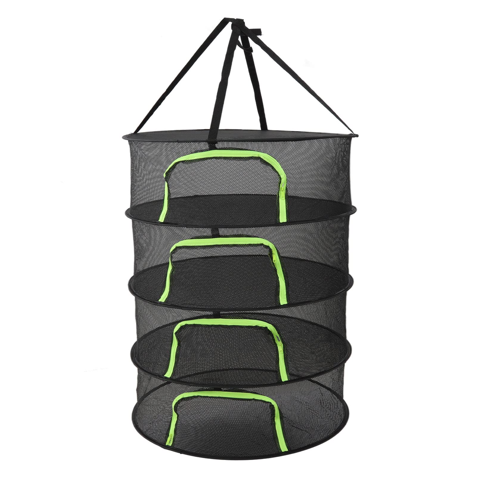 2ft 4/6 Layers Herb Drying Rack, Mesh Hanging Plant Dryer Net, Foldable Mesh Hanging Drying Net with Multilayer Green Zipper & Storage Bag, for Drying Herbs, Sprouts, Beans, Plants(4 Layers)