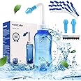 Waterpulse Neti Pot,Neti Pot Sinus Rinsing,300ml Neti Pot Sinus Rinsing Kit with 60 Packets Nasal Wash Salt and Thermometer Sticker for Adult &Children BPA Free (300ml with 60 Salt Packets)