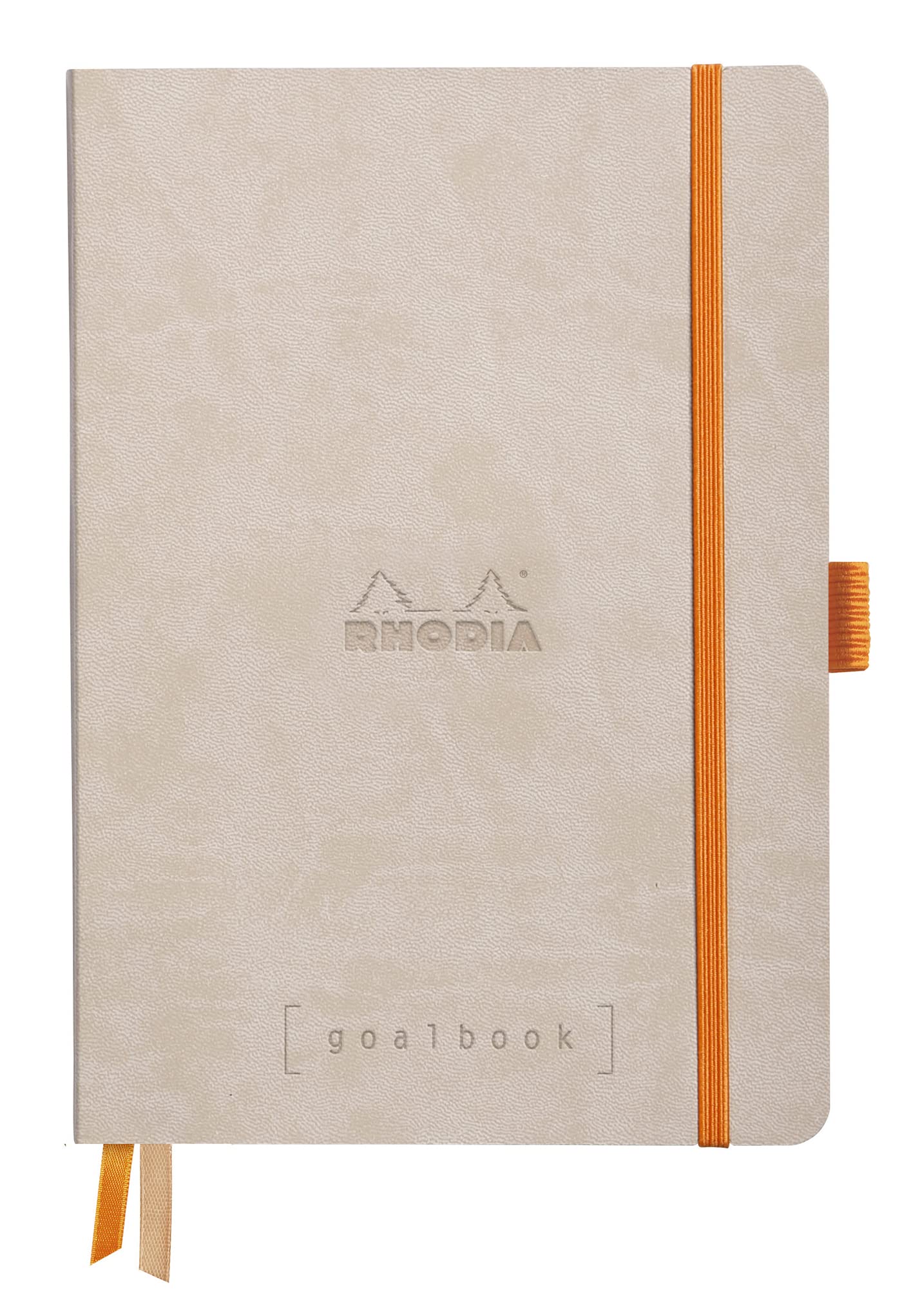 RHODIA 117765C - Flexible Notebook Goalbook Beige - A5 14.8 x 21 cm - Small Squares - 240 p - Ivory Paper 90 g/m² - 2 Ribbons, Elastic Closure - Leatherette